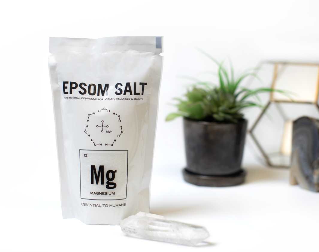 white epsom salt bag